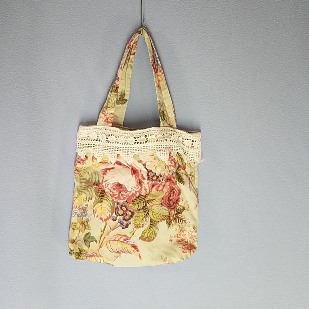 Floral Cotton Bag with Lace